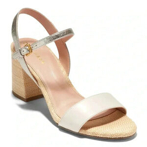 Cole Haan Sandal Josie Block Heel Soft Gold Slingback NWB 11 Ivory Open Toe